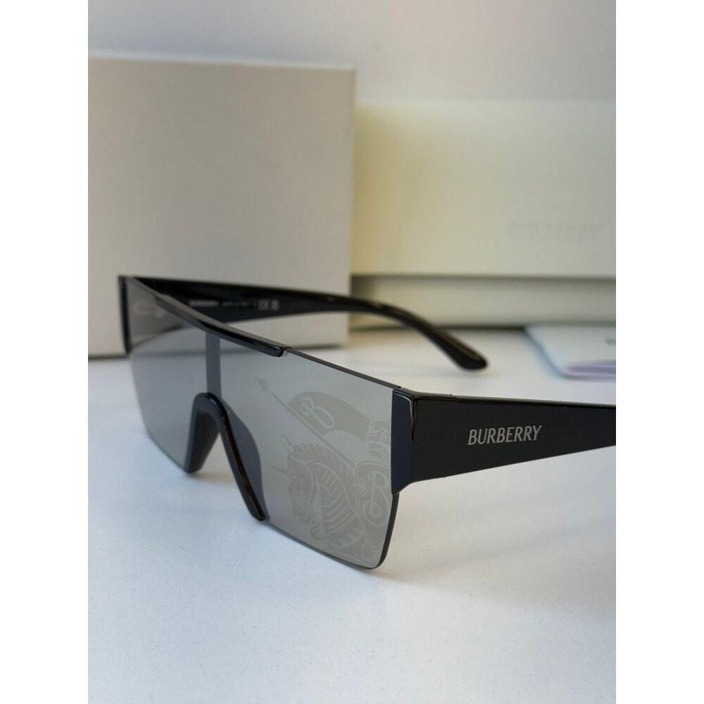 NEW Burberry BE4291 Black Grey Logo Mirror Shield Sunglasses - Picture 4 of 5